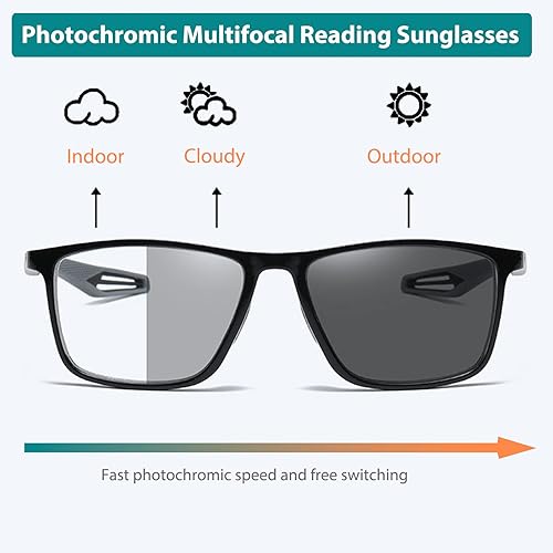 Miniatura 2 de Gafas de lectura fotocromáticas progresivas multifocal bloqueo de luz azul transición multifocales lentes de bisagra de resorte