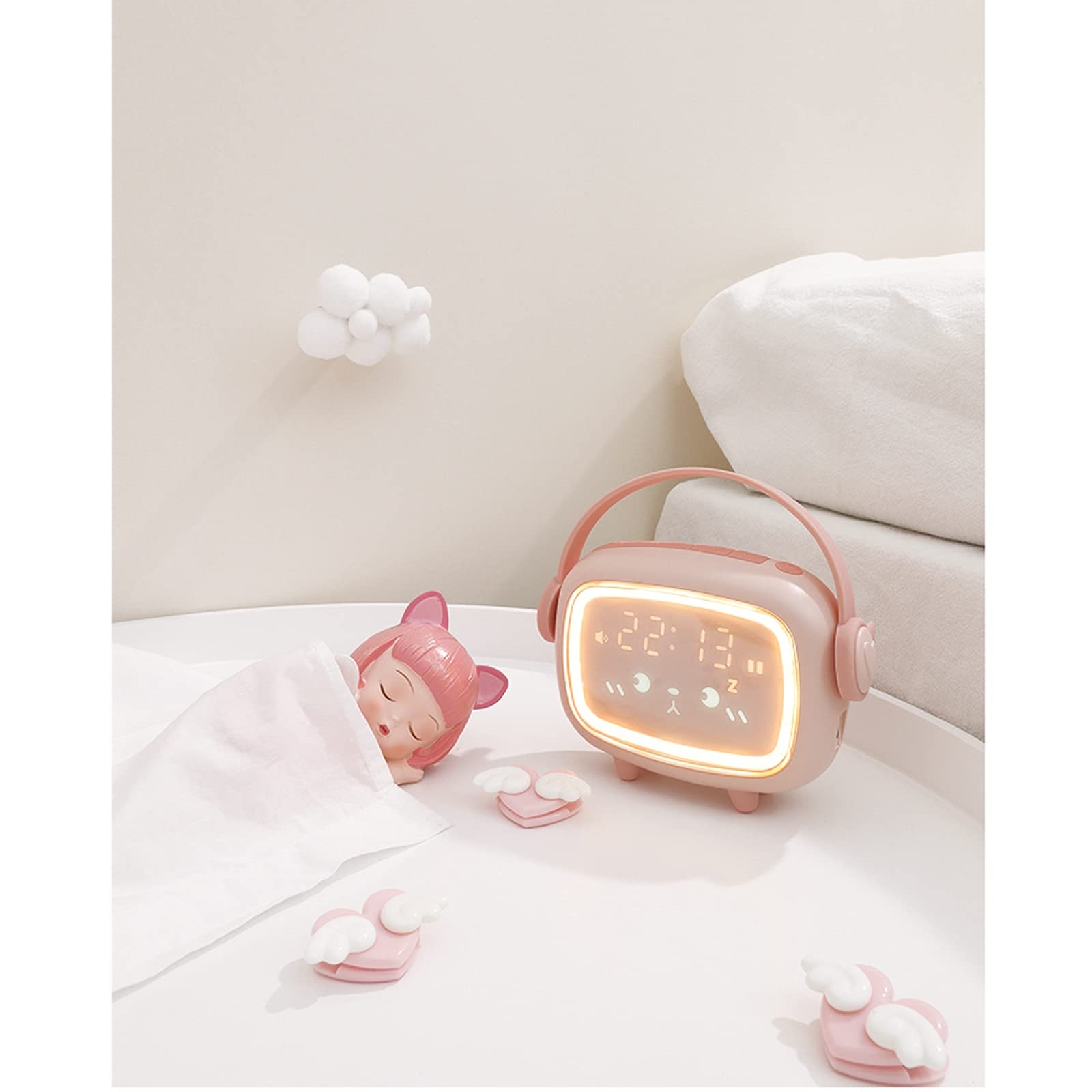 Despertador Digital El nuevo reloj de alarma multifuncional inteligente para que los estudiantes utilicen el lindo artefacto de despertador Luminoso electrónico para niños Despertador ( Color : B )