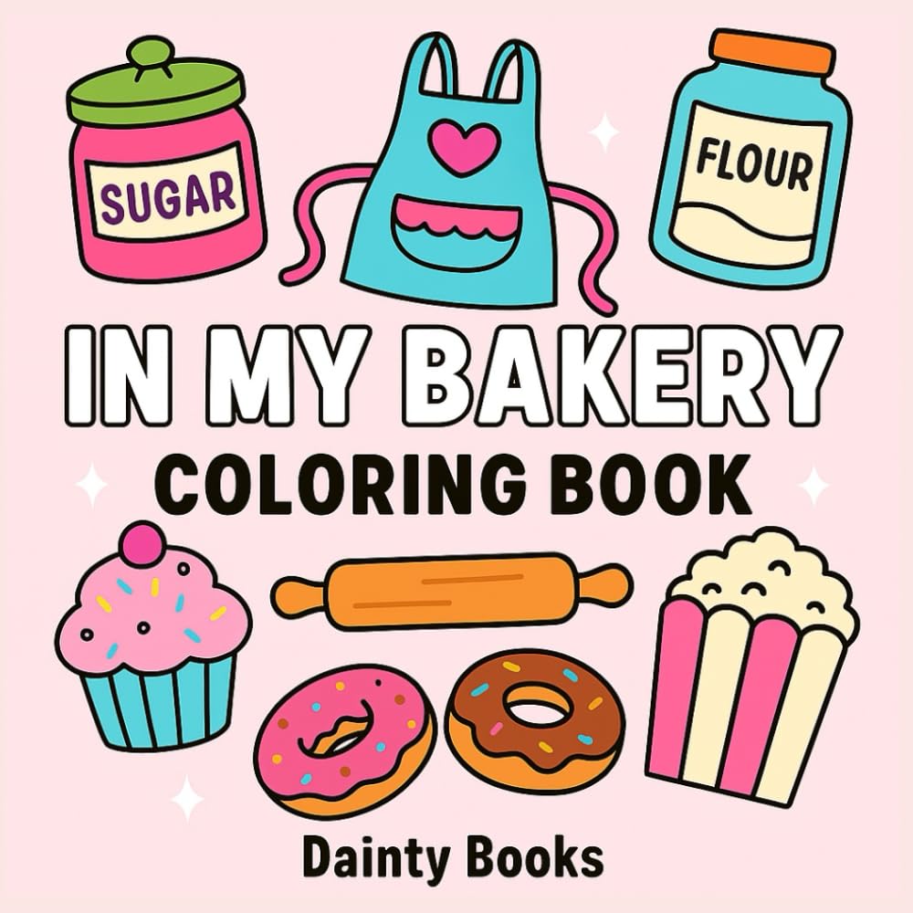 In My Bakery: Coloring Book for Adults and Kids: Cute And Easy Baking Utensils, Sweet Cupcakes, Sweet deserts, Donuts and More! (Bold and Easy Coloring Book)