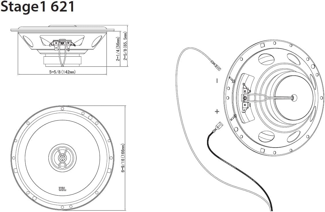 JBL Stage1 621 - Juego de altavoces coche de 2 vías de Harman Kardon - echo auto Bidireccional de 175 vatios - 2 piezas de 16 - 17 cm