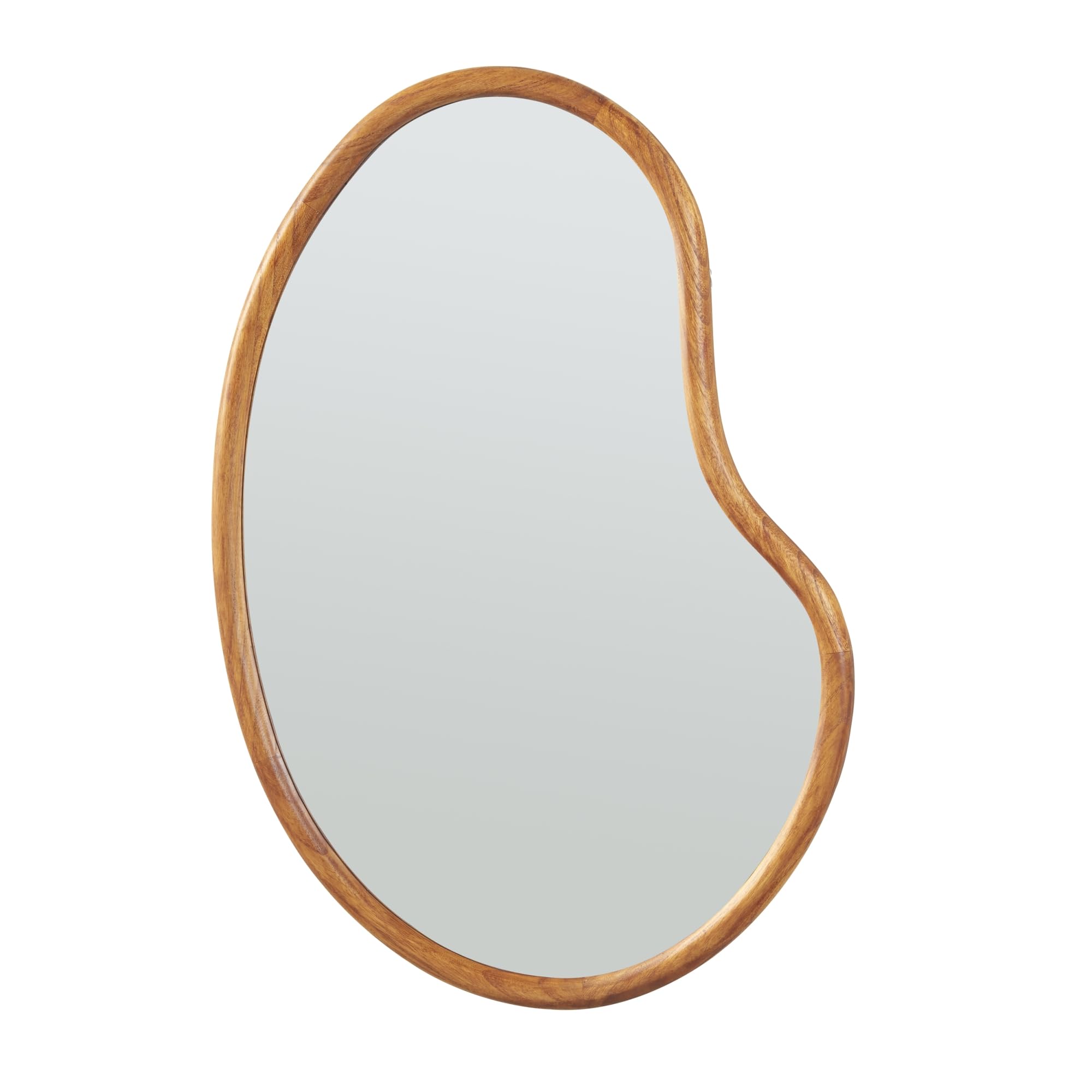 [en.casa] Espejo de Pared Asimétrico Espejo Baño Salón Elegante Diseño Atemporal con Ganchos de Suspensión Sin Distorsiones Marco Madera de Paulownia MDF 75 x 55 cm - Efecto Roble