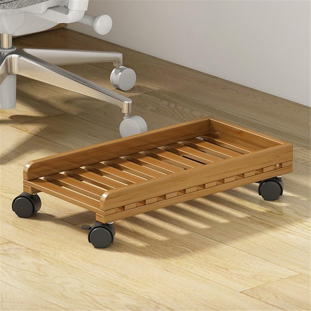 Universel Support CPU PC Chariot PC Tour boîtier de Bureau, Support de Chariot Mobile avec roulettes verrouillables Support de châssis Simple de Bureau(Natural)