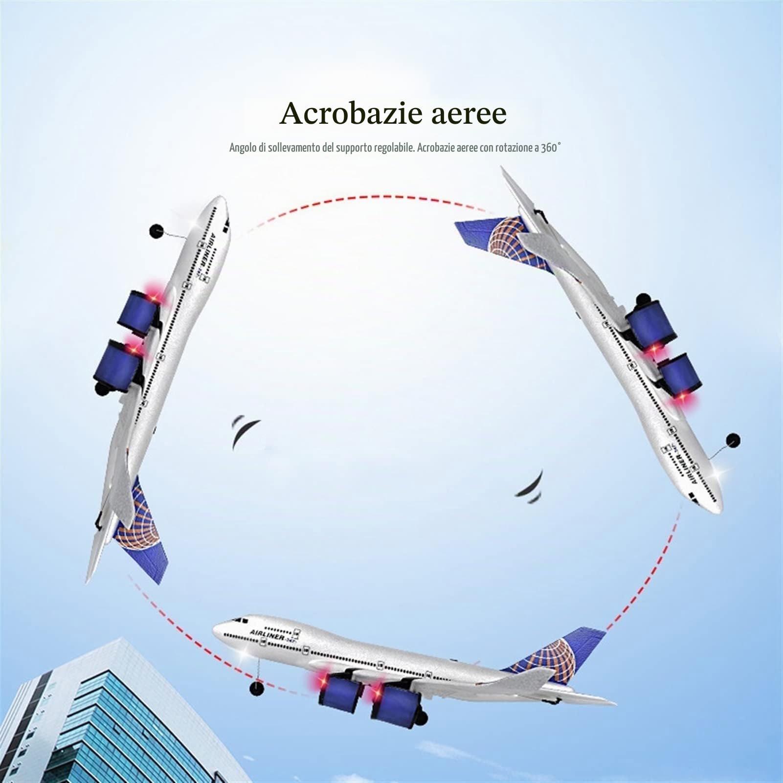 Aereo RC, aereo per passeggeri telecomandato, giocattolo drone, aereo di linea RC, aereo RC a quattro motori, aereo RC a 2,4 GHz, aereo telecomandato, schiuma EPP, giocattolo aereo RC resistent