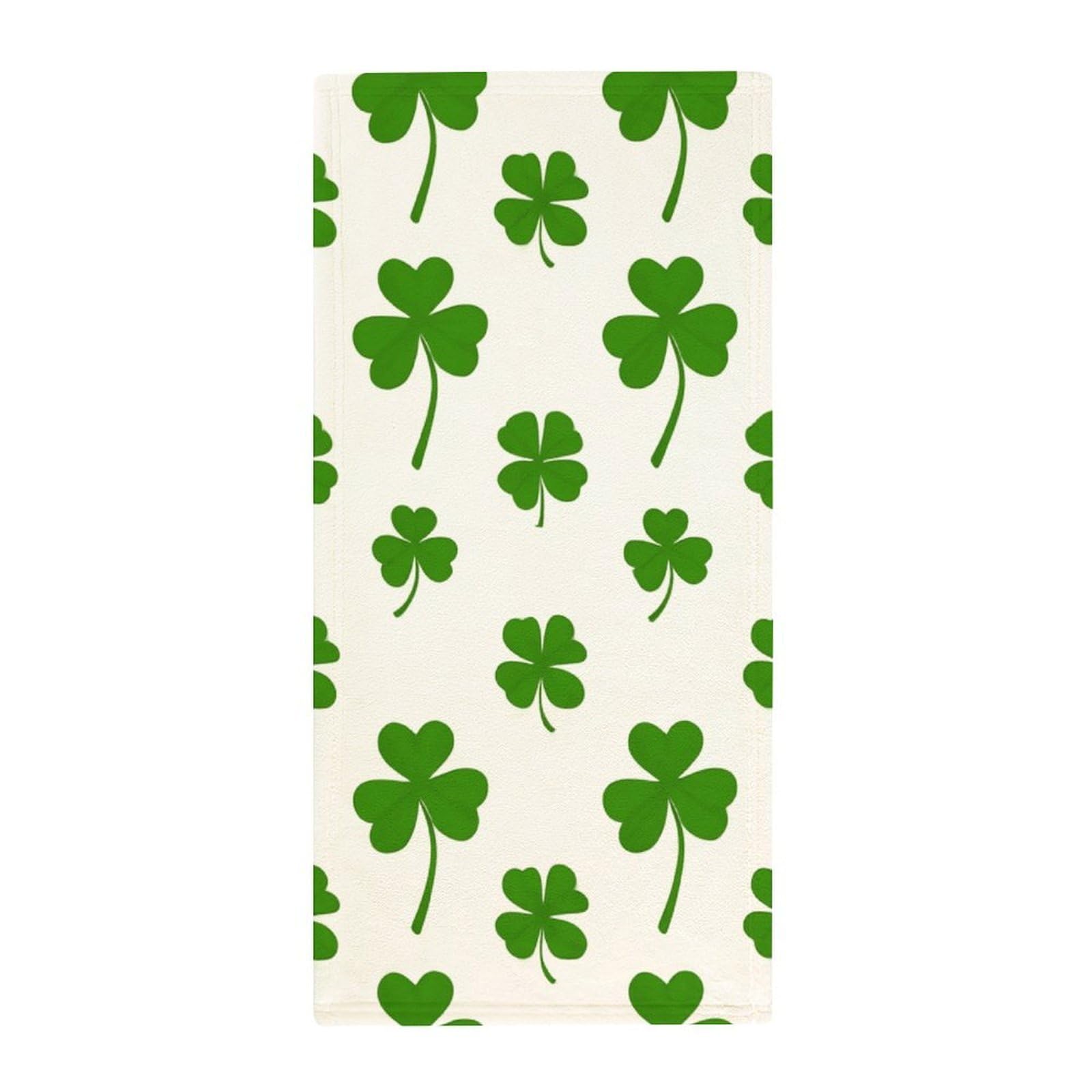Anceky Luxury Gym Towels for Face & Body, Lucky Clover Shamrock Absorbent Quick-Dry Towels, Spa & Yoga Approved