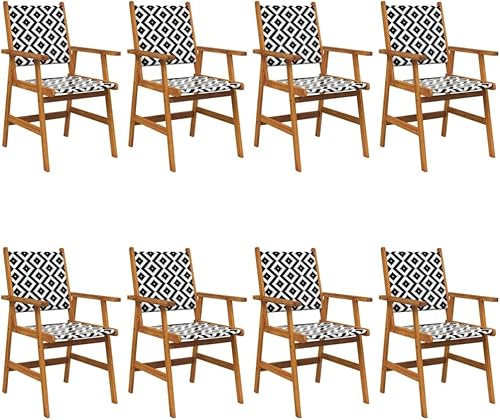 Miniatura 3 de Patio Chairs 8 pcs Solid Acacia Wood Outdoor Patio Chair Lawn Sillas para Comedor Kitchen Table Chairs for Study Picnic Living Room Terrace