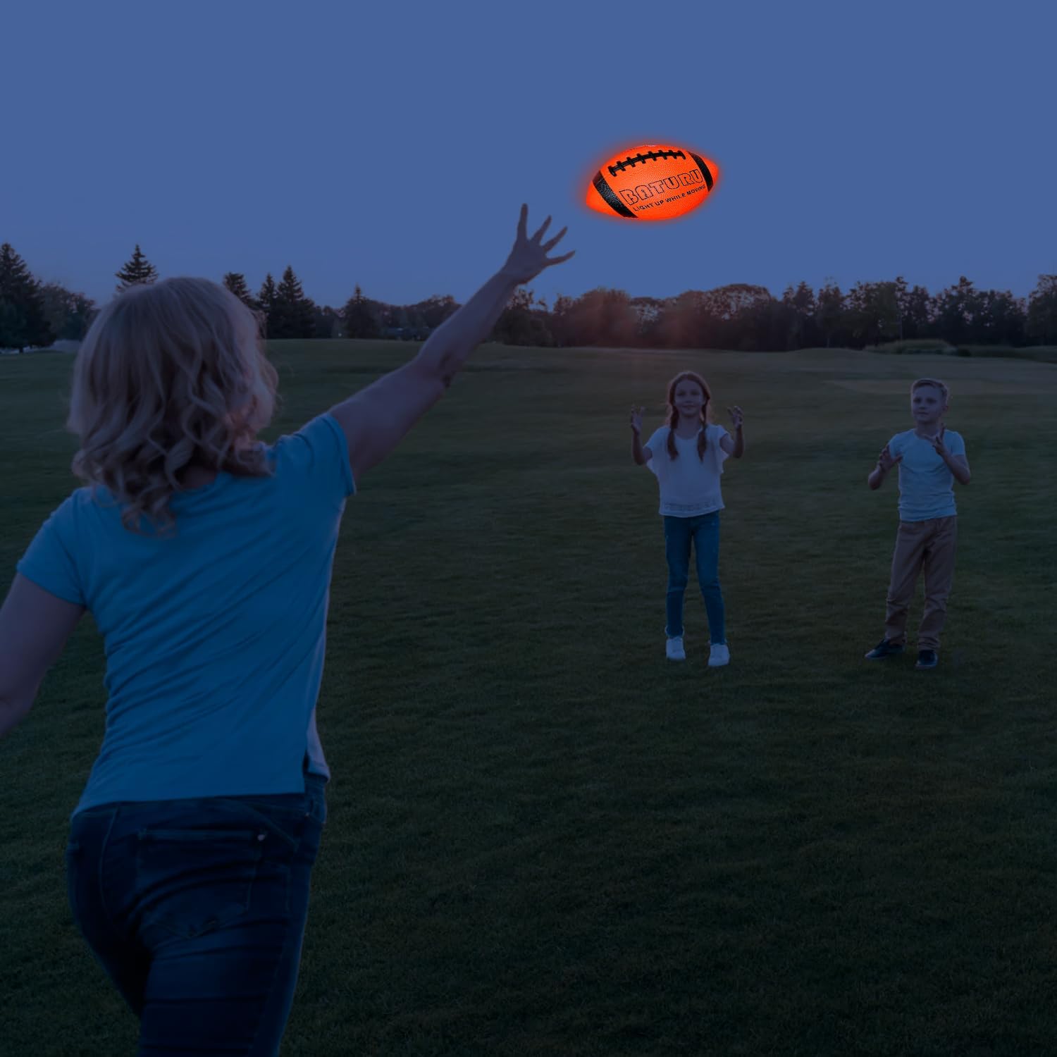 Glow in The Dark Football, Light Up Football, Junior NO 6 - Birthday Easter Stuffers Gifts for Boys Kids Teen Youth 8 9 10 11 12 Year Old, Catch Games in Backyard Camping Beach Outdoor (Orange+Black)