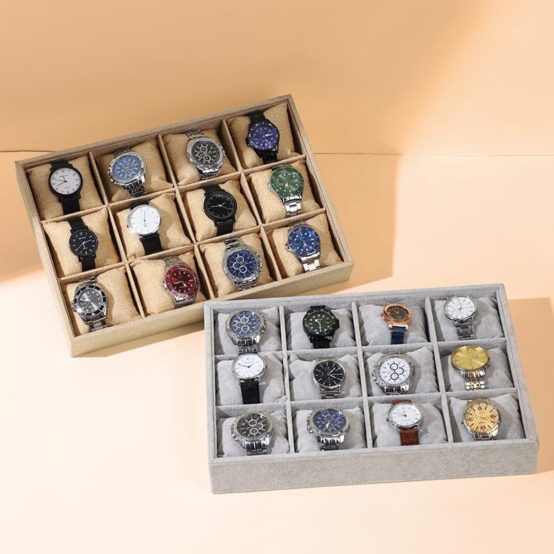 Jewelry Watch Tray 1Pc Velvet Jewelry Display Bracelet Watch Organizer Tray Bangle With Pillow Cushion For Men Women Bracelet Display Holder(Gray)