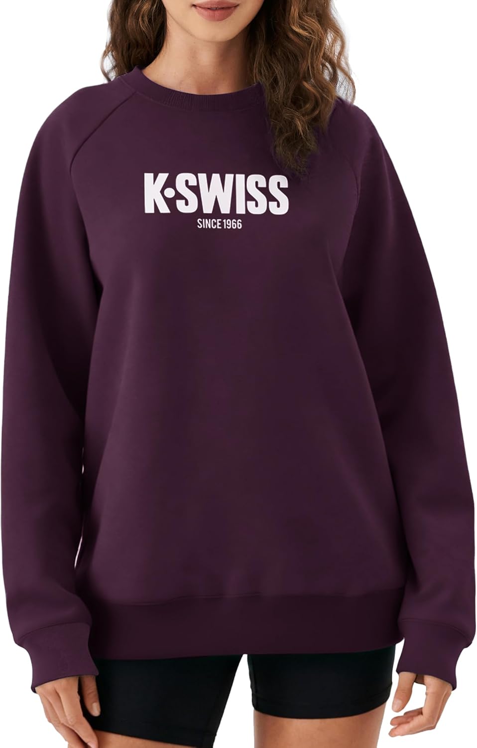 K-Swiss Heritage Women's Sweatshirts - Oversized Crewneck Pullover Casual Long Sleeve Fall Winter Tops