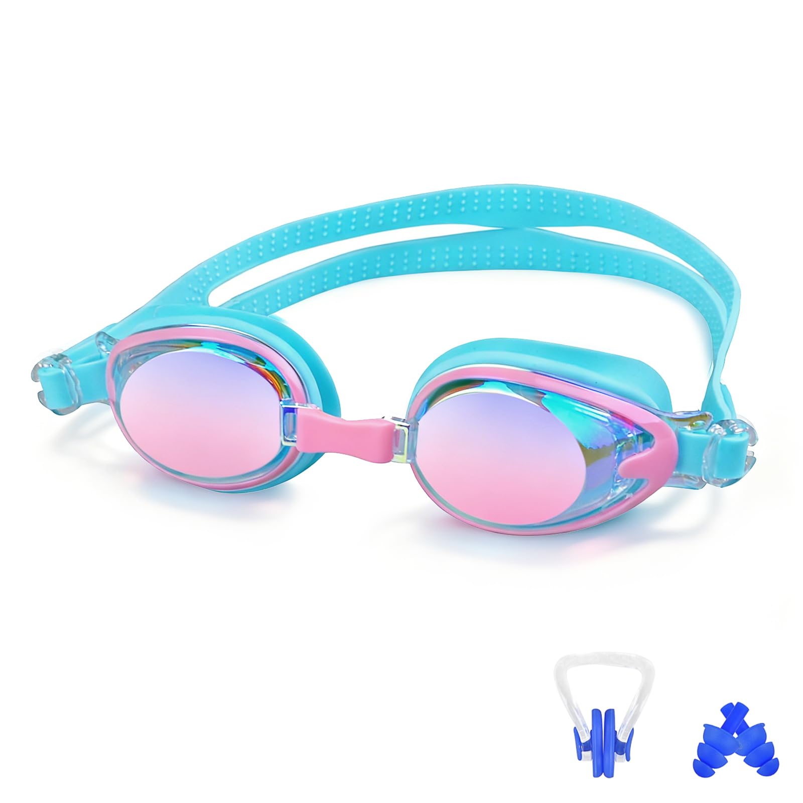 OdiuK Kinder Schwimmbrille Taucherbrille Kinder 3-14 Jahre,Antibeschlag,UV-Schutz Komfort Schwimmbrille mit Nasenklammer und Ohrstöpsel für Kinder, Jungen,Mädchen