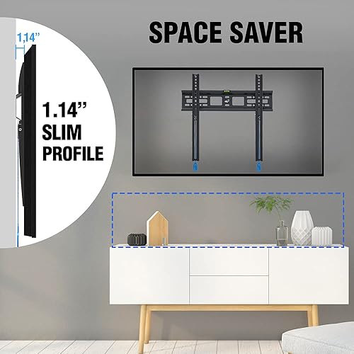 Miniatura 5 de ELG Soporte de pared para TV de perfil fijobajo para televisores de 32 a 77 pulgadas, soporta hasta 110 libras, VESA máximo 15.748 x 15.748 in, se