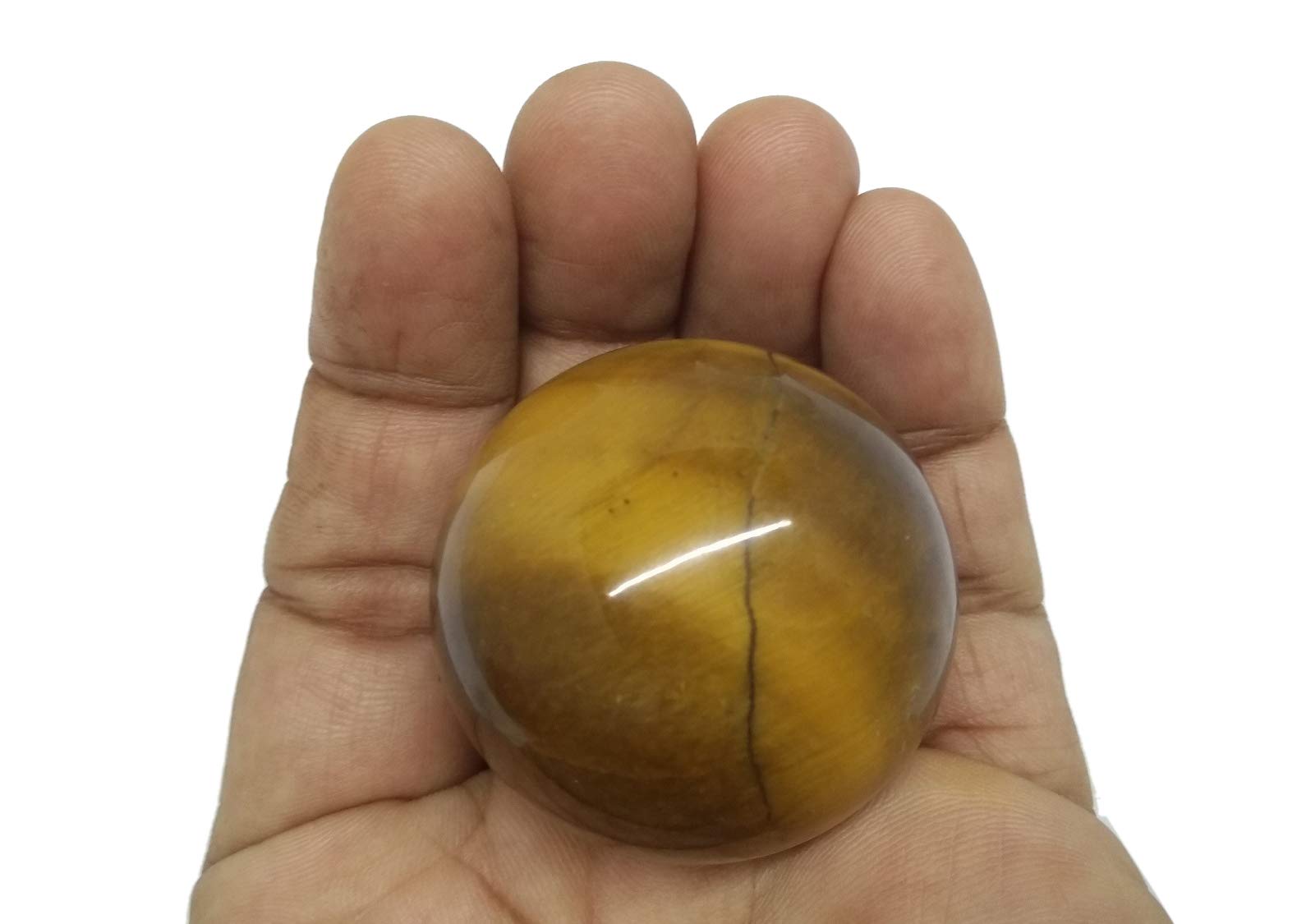 WholesaleGemShopNatural Tiger Eye Quartz 40-45 mm Ball Sphere Gemstone A+ Hand Carved Crystal Altar Healing Devotional Focus Spiritual Chakra Cleansing Metaphysical Gift Men Women