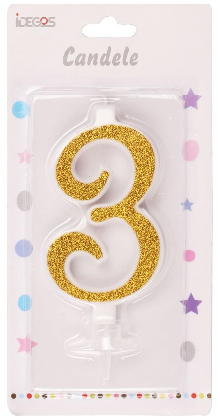 Grande Bougie 10CM, Bougie Chiffre D'anniversaire Numéro 7, 3D OR