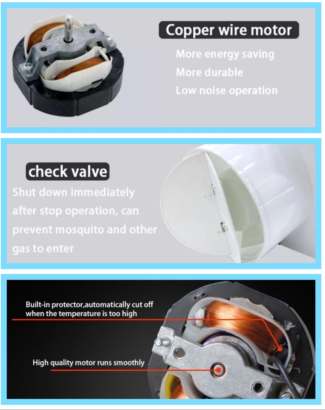 IN-OV_ Ventilateur Extracteur d'Air M100 (pour ø100mm)+ Clapet Anti-Retour, 10W-95m3/h, Salle de Bain, Cuisine, Bureau, WC, VMC, Garantie 2 ANS