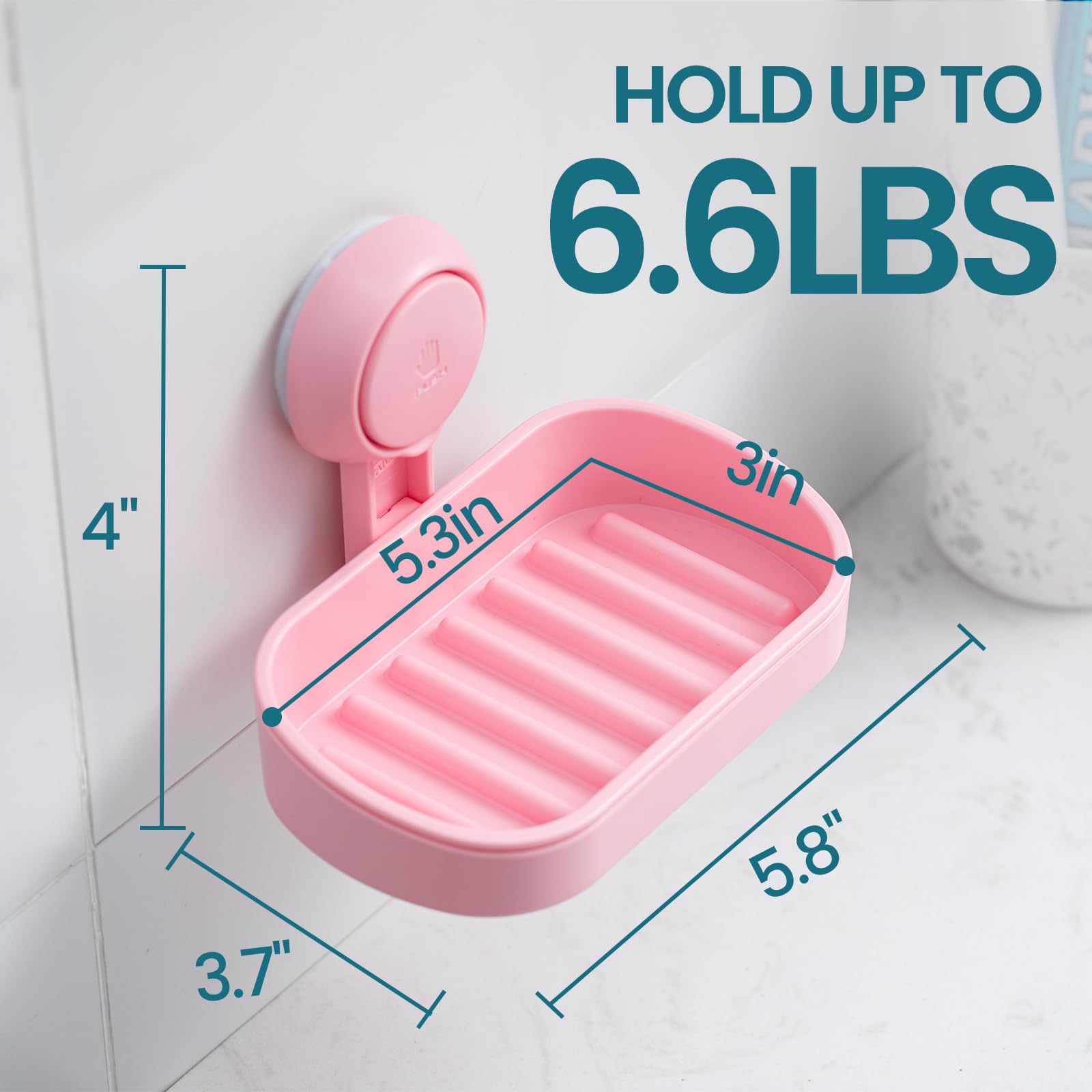 TAILI Suction Soap Dish for Shower 2 Pack, Max Hold 3 KG Shower Soap Holder for Bathroom Wall Mounted Sponge Tray, Drill-Free - Image 4