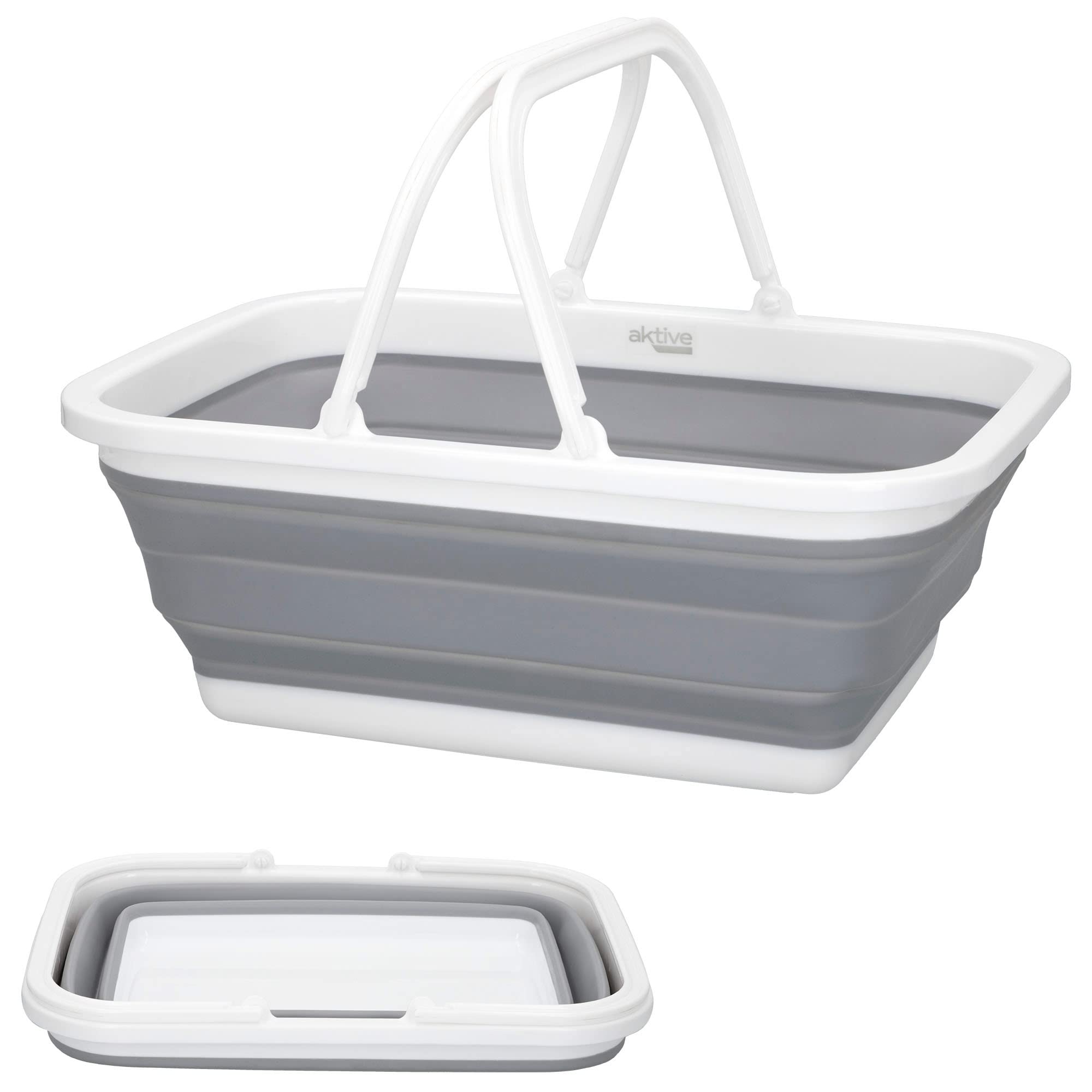 Aktive 52986 - Cestino pieghevole per campeggio e picnic | Cestino con maniglie, Cestino da picnic | Capacità 8,5 L | Materiale plastico e TPR | Accessori da campeggio
