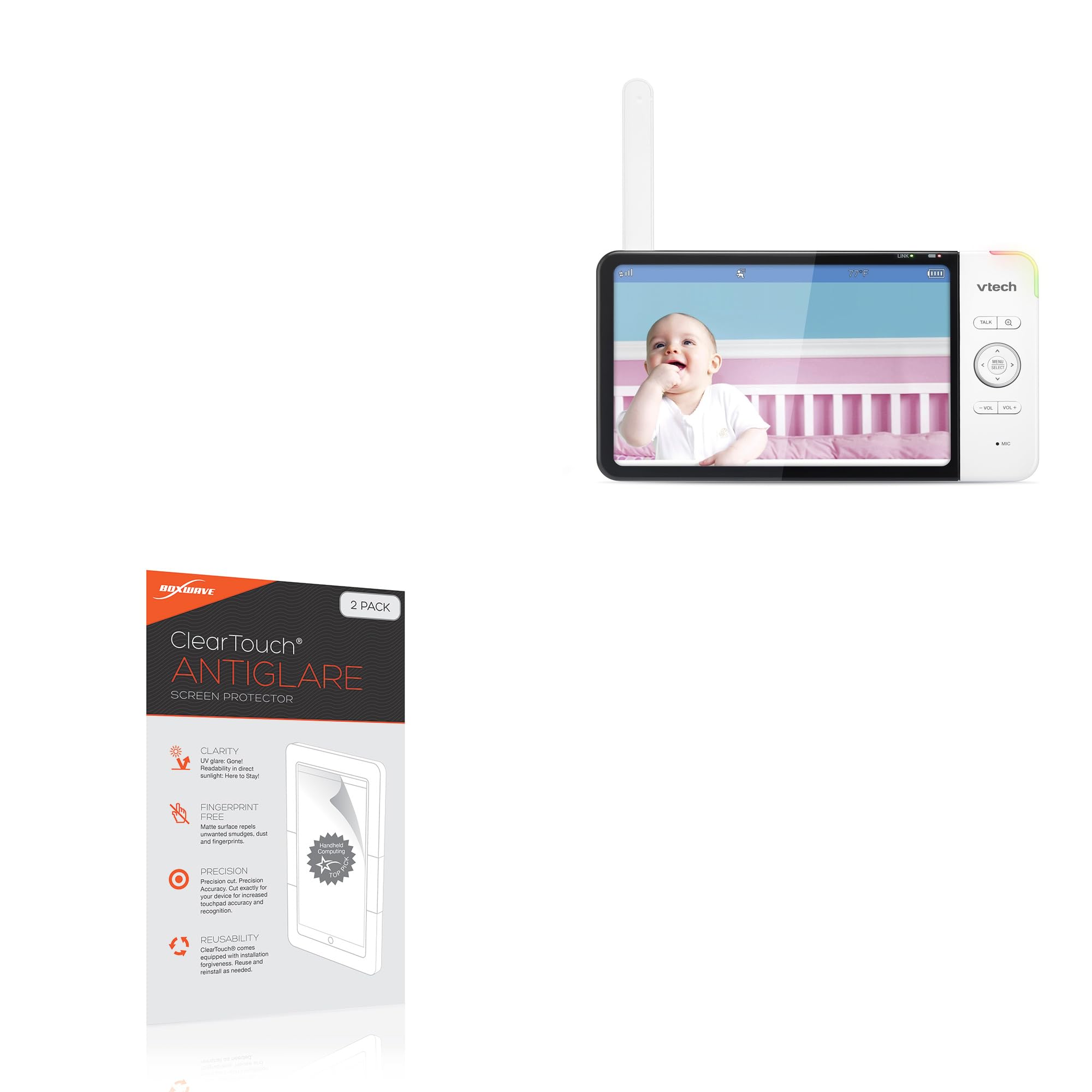 BoxWave Screen Protector Compatible with VTech RM7764-2HD - ClearTouch Anti-Glare (2-Pack), Anti-Fingerprint Matte Film Skin