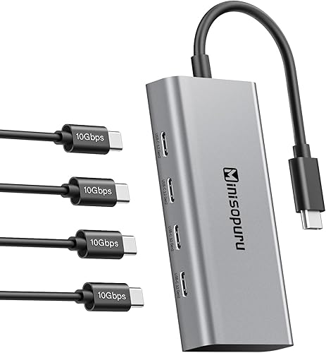 Minisopuru Divisor USB C Hub USB C de 4 puertos para portátil, solo transferencia de datos (no compatible con alimentación y video) USB C a USB C