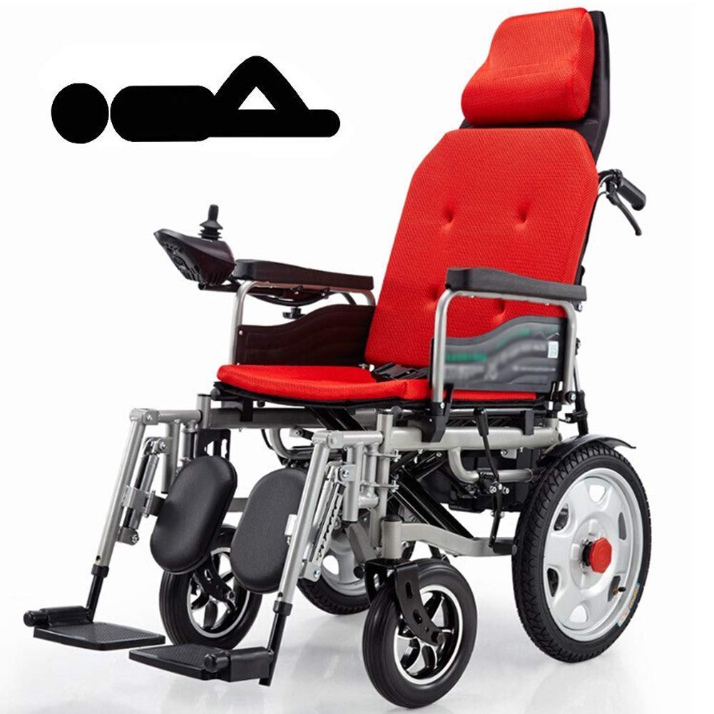 Silla de ruedas eléctrica plegable y ligera con reposacabezas, silla de ruedas motorizada portátil para adultos y personas mayores, ayuda de movilidad cómoda para viajes y uso diario