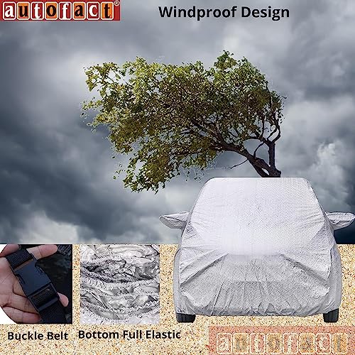 Image of Autofact Waterproof Car Body Cover Compatible with Nissan Redi Go (2016 to 2020) with Mirror Pockets (Shinning Silver).