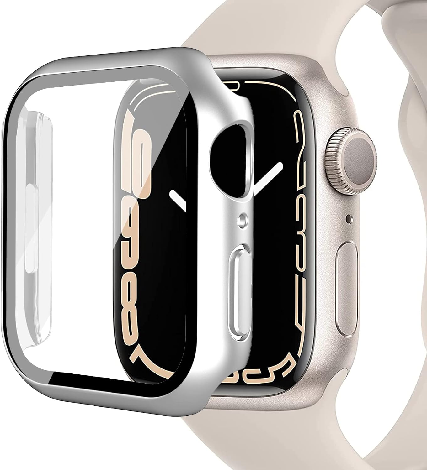 Miimall Case Compatible with Apple Watch Series 9 8 7 41mm Tempered Glass Screen Protector
