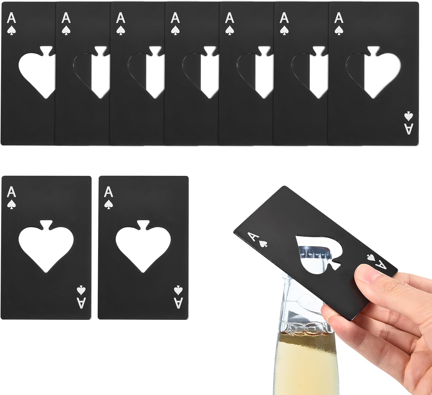 uxcell 50pcs Ace of Spades Bottle Opener, Stainless Steel Credit Card Size Beer Bottle Opener for Wallet Pocket, Can Cap Openers for Wedding Party Bridal Shower Present, Silver