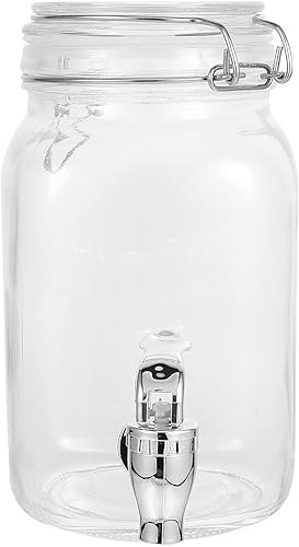 SHERCHPRY Dispensadores de bebidas de vidrio con tapa hermética, botella de infusión de espita, tarro de vino de masón, jarras de bebidas de vidrio,