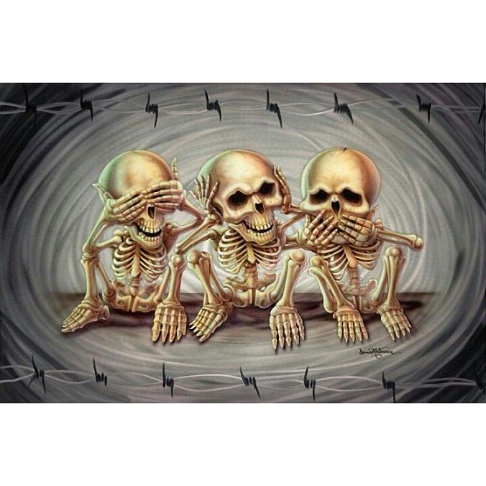 Ycyingcheng Dpc014 5D Diy Full Drill Diamond Painting Skull Cross Stitch Embroidery Mosaic Kit, Cross Stitch Embroidery Diamond Embroidery Rhinestone Painting For Home Wall Decor
