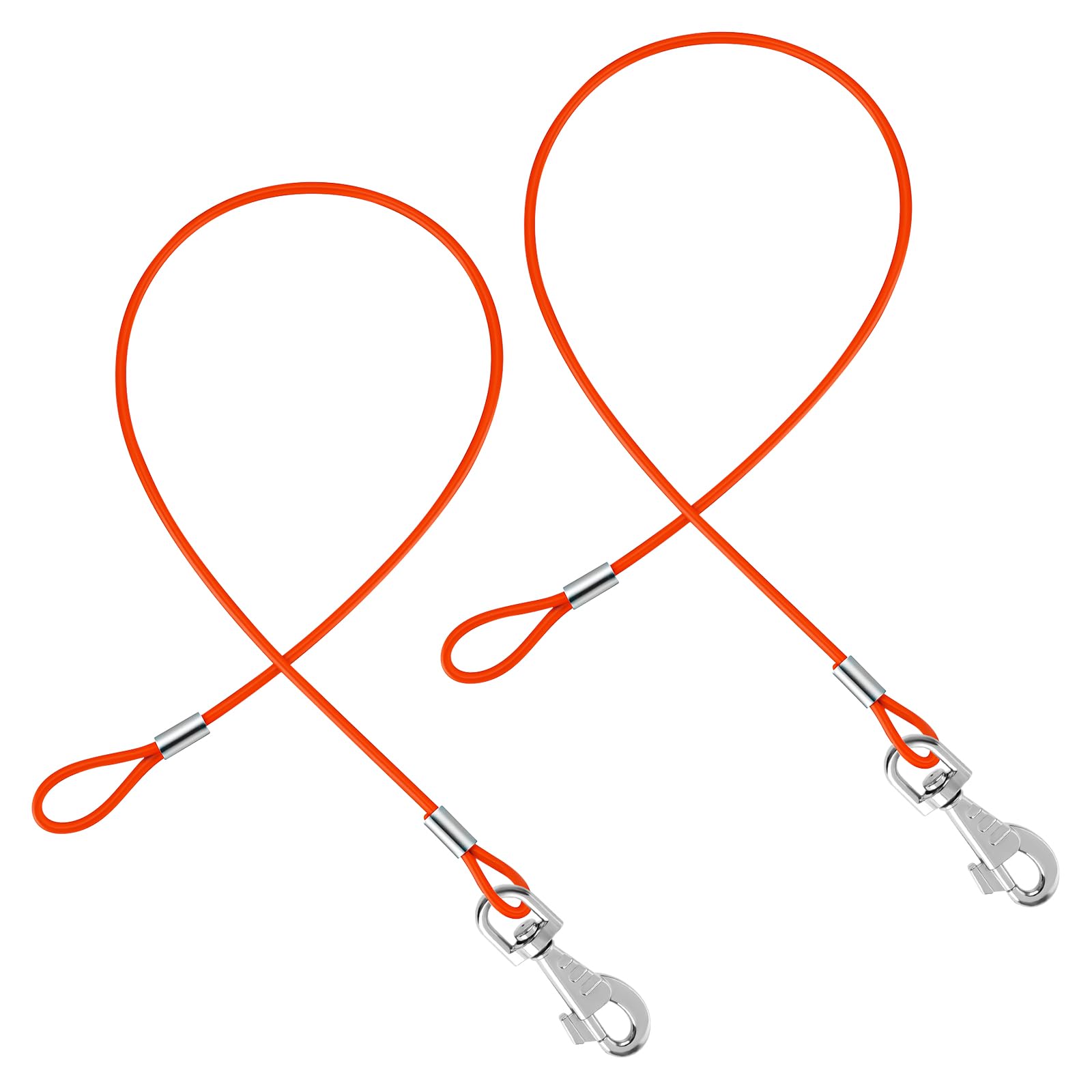 2Pcs Cable Dog Leash Wire Rope Extension for Dog Leashes Chew Proof Dogs Leash Extender 24'' Short Leads Extension for Any Collar Harness for Small Medium Large Dogs Puppy Walking Training