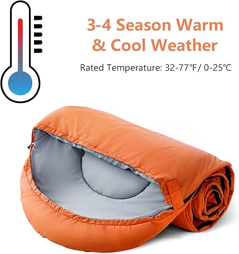 Miniatura 5 de ORTHOMTEX Sacos de Dormir para Adultos, Niños y Niñas - Saco de Dormir Ligero Impermeable para Clima Cálido y Frío con Mochila Compacta, Ideal para