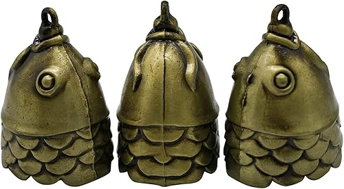Miniatura 4 de Campanas colgantes vintage con forma de pez, de bronce, de 2.3 x 1.6 pulgadas, cascabel para campanillas de viento, hogar, jardín, boda, templo,