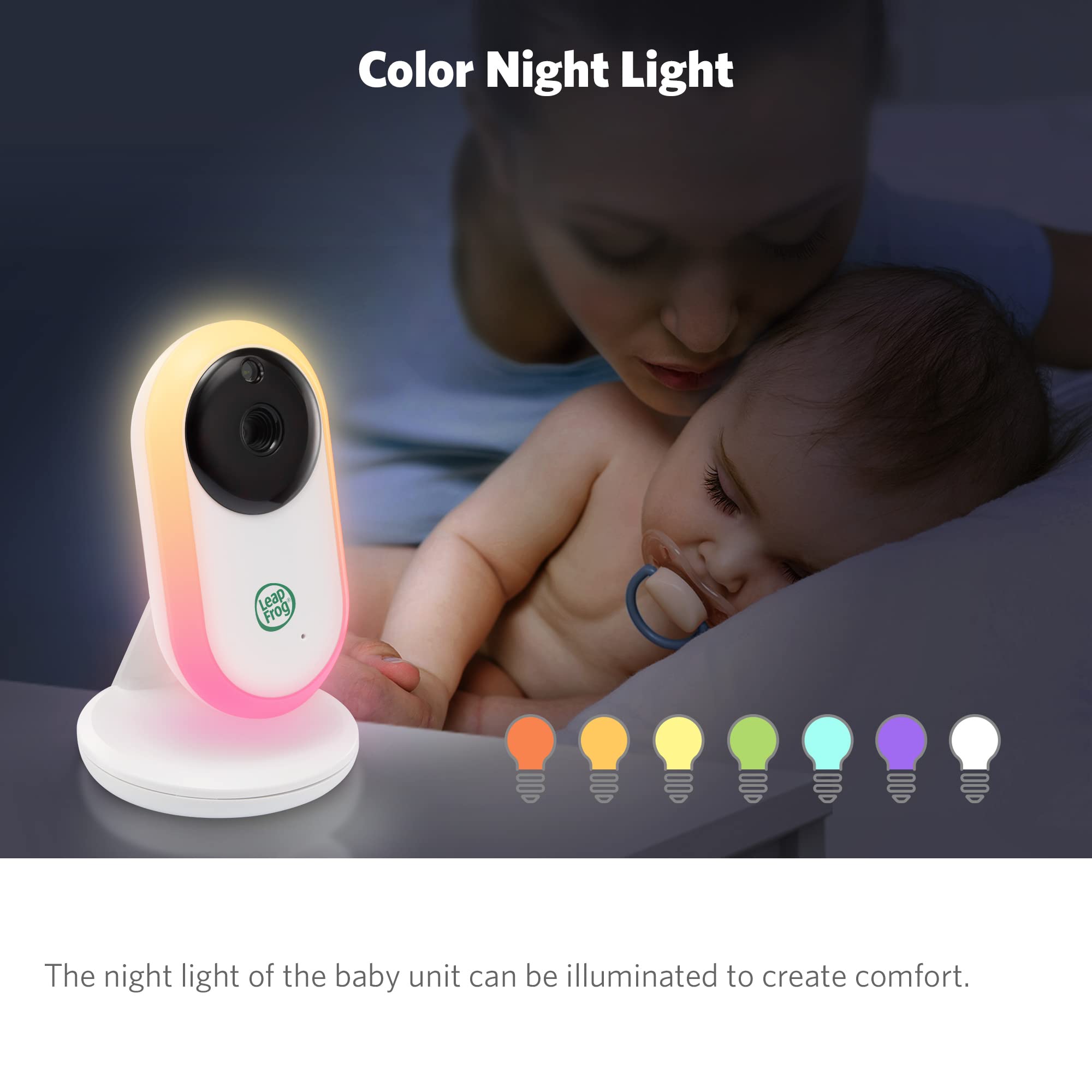 LeapFrog LF2415 Baby Monitor with 5 IPS LCD Screen, Up to 17-Hr Video Streaming, 1000ft Long Range, NightVision, Soothing Lullabies, NightLight, 2-Way Audio Talk, TemperatureSensor,SecureTransmission