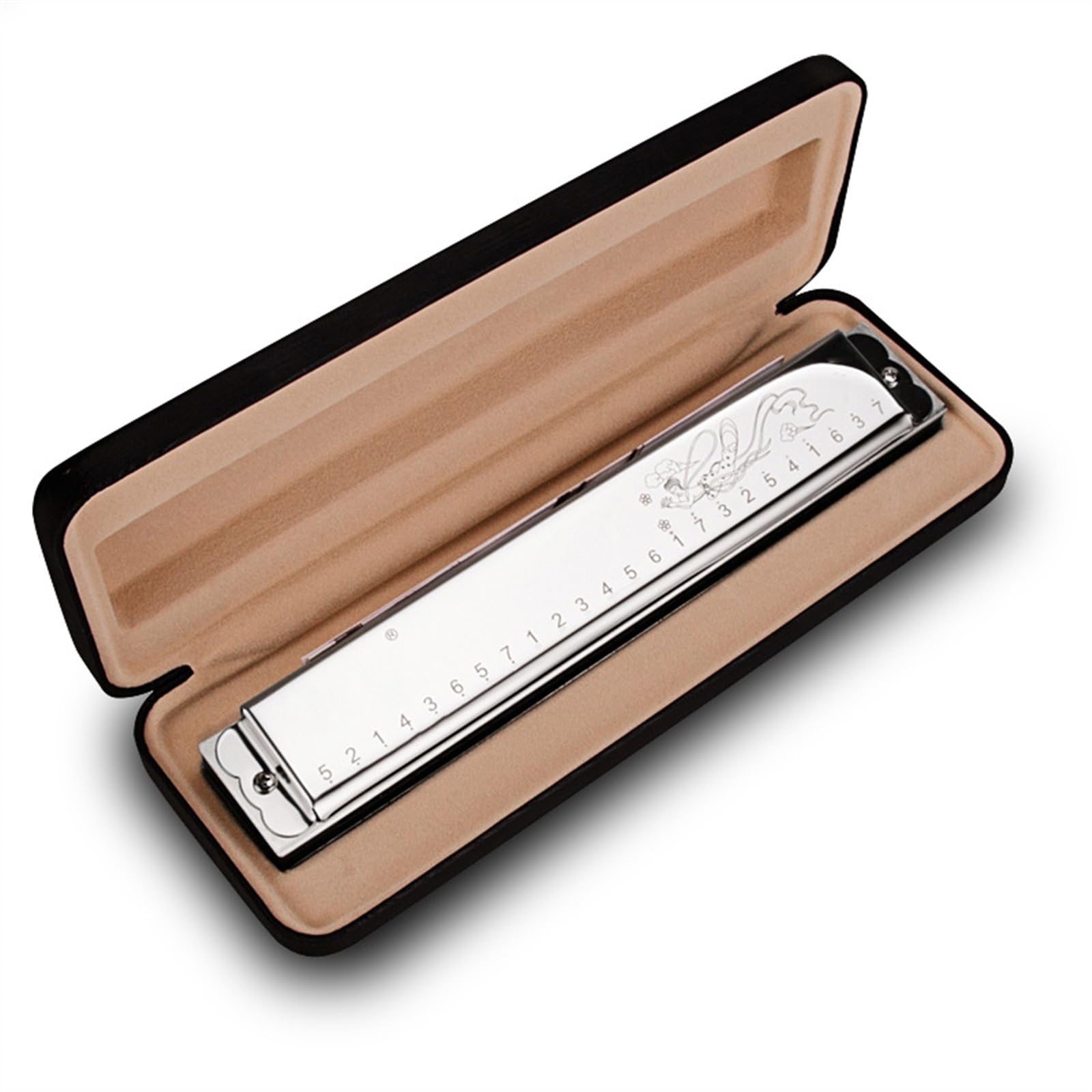 Mundharmonika Professionelle polyphone 24-Loch-Mundharmonika(Silver-C)