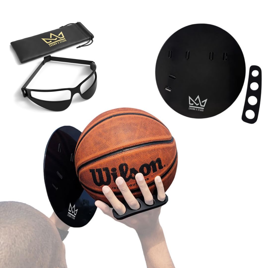 Basketball Shooting Off Hand Trainer – Basketball Training Equipment Shooting Aid – Includes Dribbling Goggles & Bonus 5.3” Shooting Aid