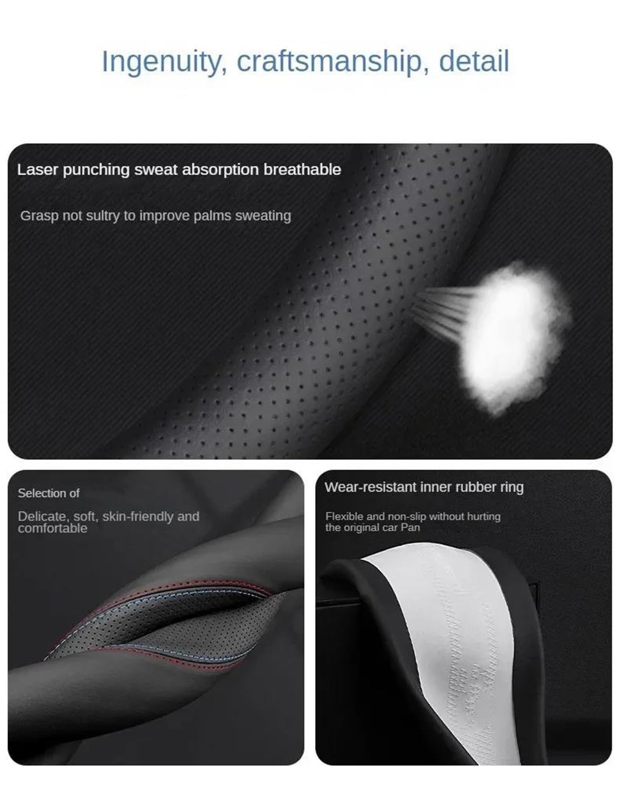 Funda para Volante Coche para Mazda EZ6 2024 Interior De Cuero Transpirable Color Accesorios(Type B)
