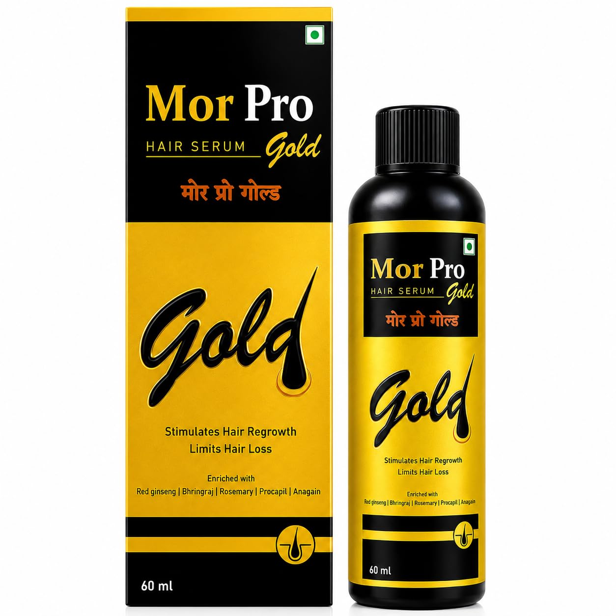 New_Mor- Pro Gold Hair Serum | Enriched With Hairgenyl, Baicapil, Redensyl, Procapil & Kerarice | Designed To Strengthen Hair Roots, Reduce Hair Fall, and promote Healthy Hair | Suitable For All Hair Types -(60ml)-image-15