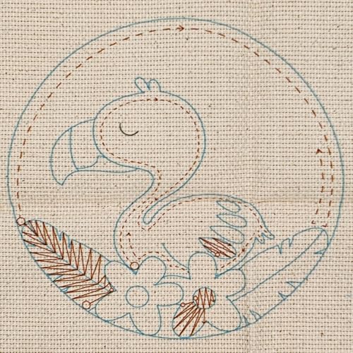 Image of Howie's Punch Needle Kit for Beginner, Cartoon Rug Hooking Embroidery Kits with Pattern, Yarns, Tools and Instructions, Creative Craft Home Decor(Pink Bird, 8 inch diameters)