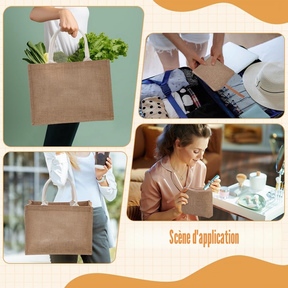 20 Sac Fourre Tout en Toile de Jute avec Poignée (en Vrac)