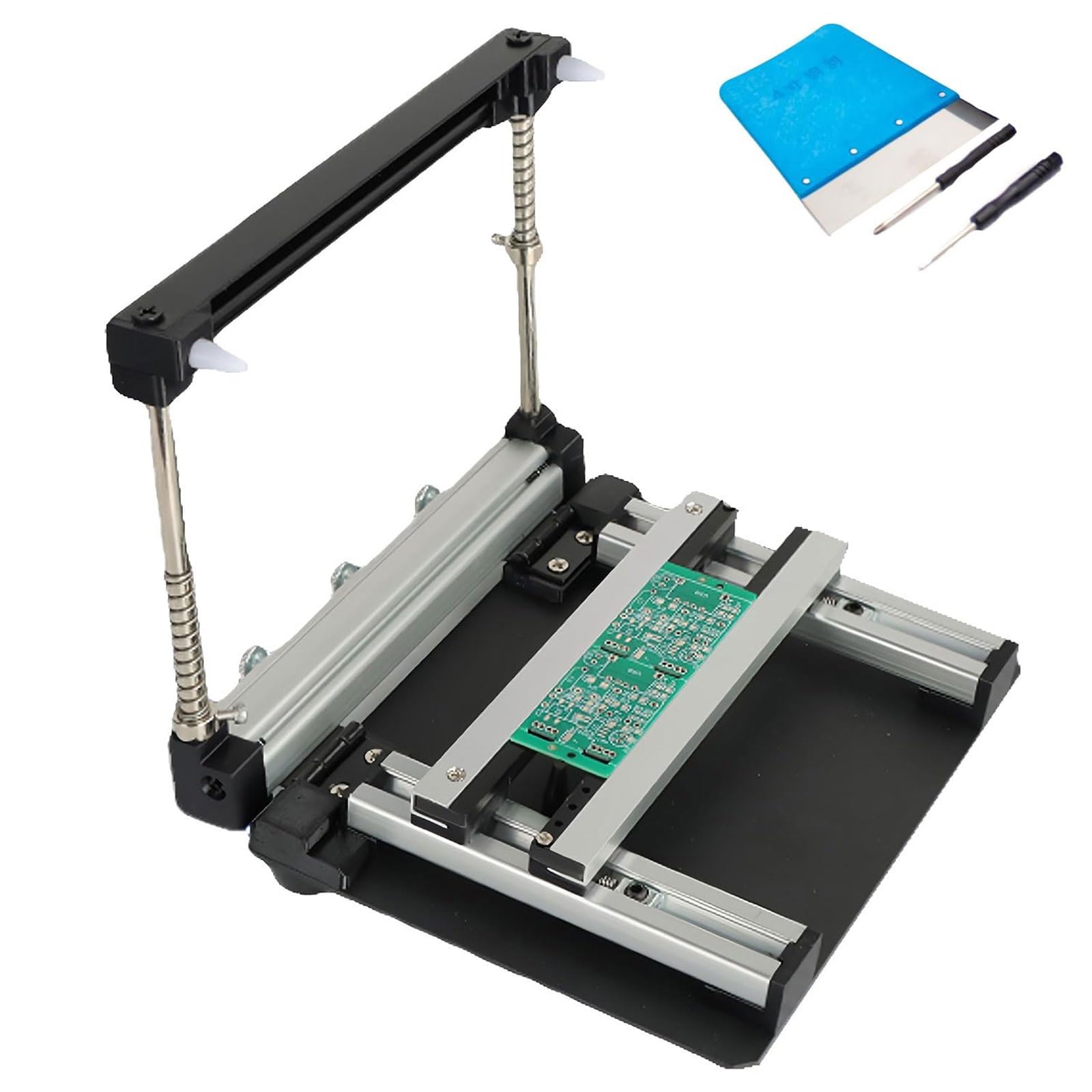Estación Manual de Serigrafía Compacta, Mesa de Impresión de Pasta de Soldadura con Malla de Acero SMT de Espesor Ajustable, Impresora de Plantillas PCB de Alta Precisión para Ensamblaje SMT y PCB | 20*20cm