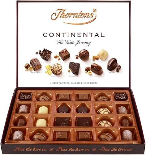 Thorntons Continental Chocolate Gift, Perfect for Sharing, Gifts for Birthday, Christmas, Easter, New Year, Unique Flavours Milk, White, Dark Chocolate - 264g