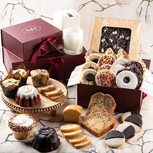 Dulcet Gift Baskets Torre de lujo de 3 niveles - Deliciosas delicias horneadas y golosinas para todas las ocasiones y celebraciones - Mujeres y