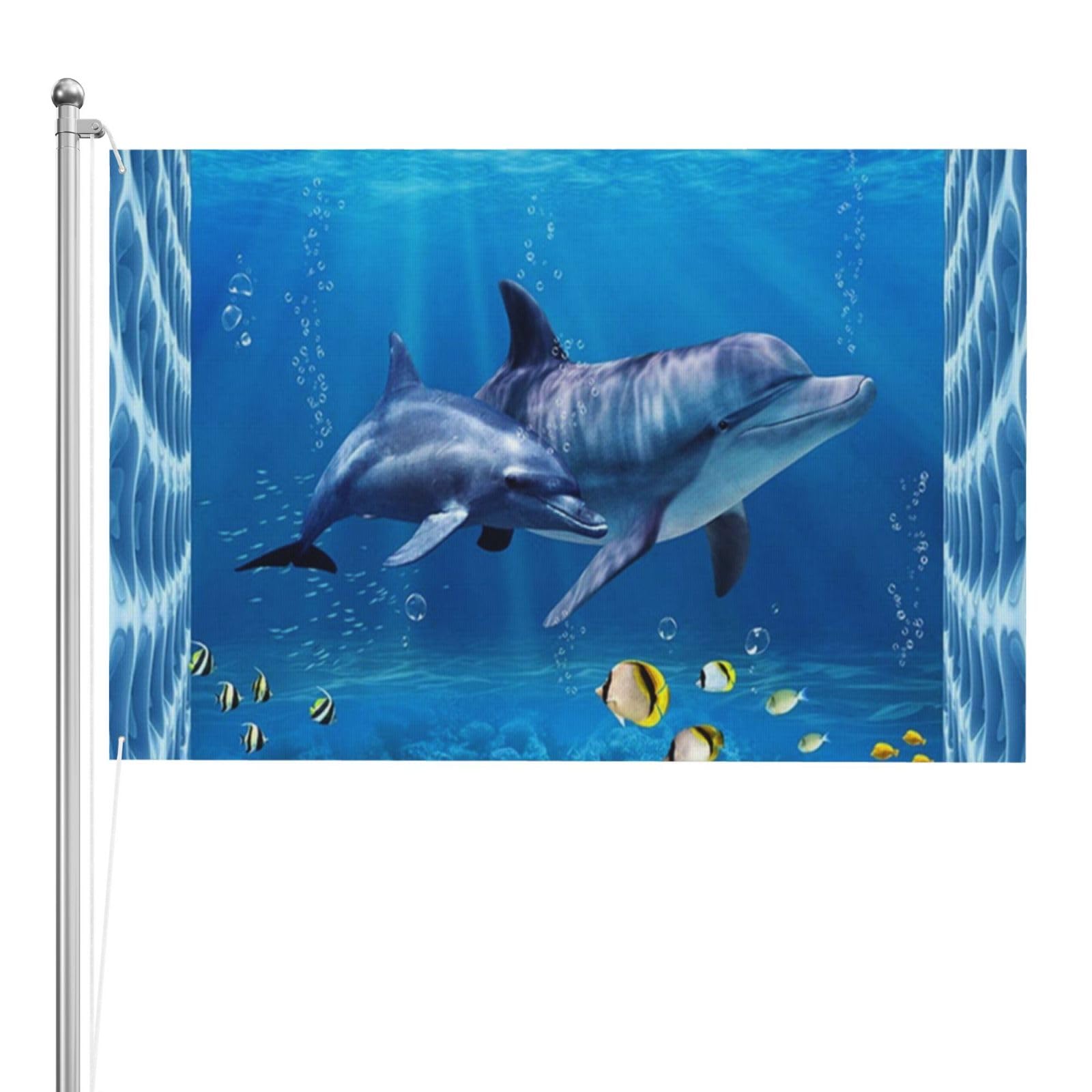 Drapeau dauphins de mer robuste 120x180 cm pavillon de qualité supérieure double face - 8