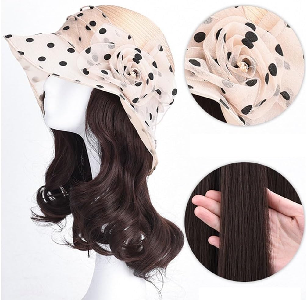 EARSHOT Wig Cap Women's Wig, Wavy Wig Cap, 13 Inch Wig, Natural Look Synthetic Heat Resistant Fiber Wig, Suitable for Everyday Party Use Headband Wig Human Hair (Color : 01)