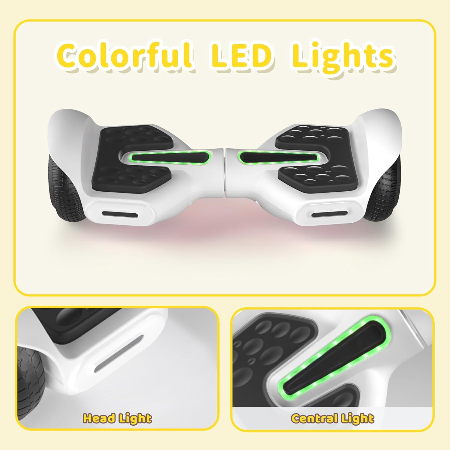 SIMATE 6.5" Scooter, Bluetooth Music Speaker and LED Light, Top 8.5mph & 8.5 Miles Range Power by Dual 250W Motor, Gifts for Kids Adults Boys, for All Ages