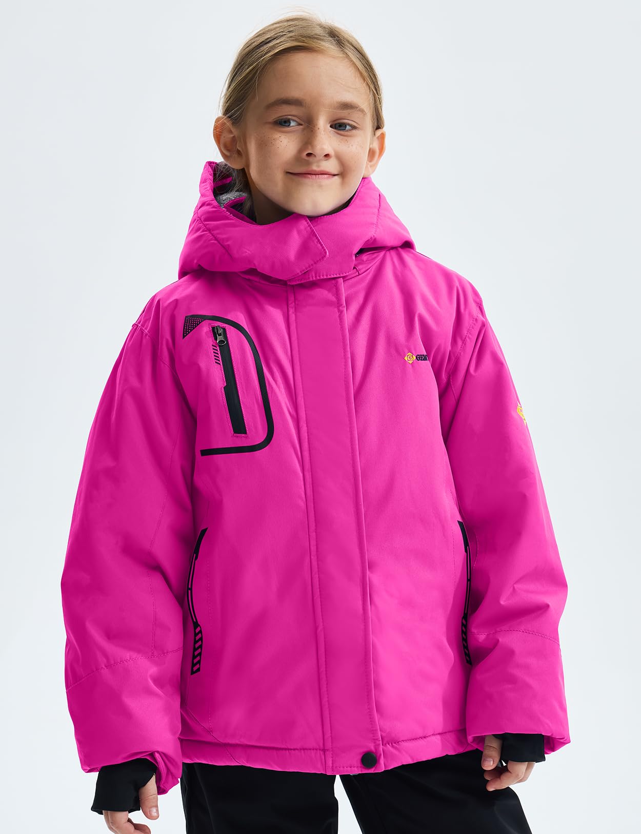 GEMYSE Bambine Giacca da Sci Impermeabile Pile Antivento Giacche Ragazze invernale Cappotto con Cappuccio