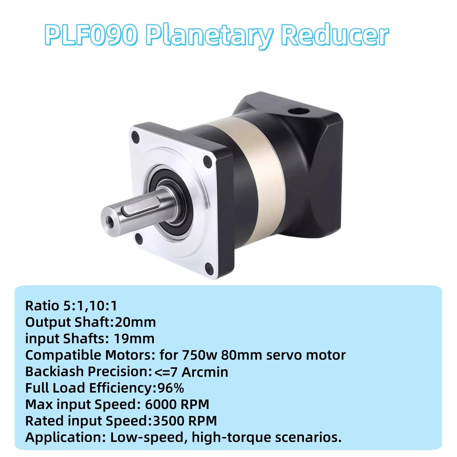 Riduttore di Velocità con Ingranaggi Planetari Testa Riduttore Rapporto 5:1 Precarico <= 7 arc-min per Albero di Entrata 19mm Motore Servo 80mm, Riduttore Planetario 3500RPM per Tornio CNC