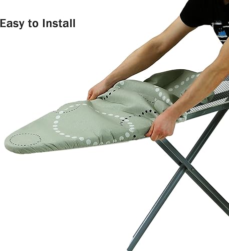 Miniatura 5 de Funda para tabla de planchar y almohadilla de tamaño estándar de 15 x 54 pulgadas, 3 pares de correas de cierre de velcro, bordes elásticos,
