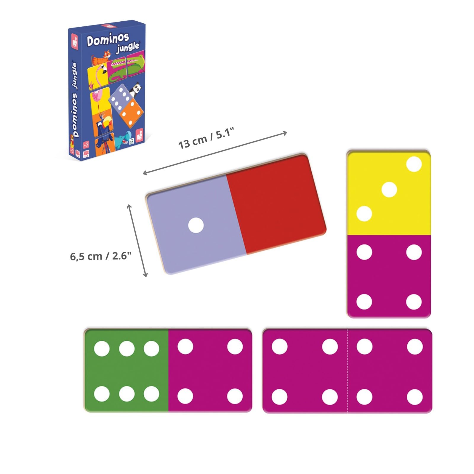 Janod - Jungle Dominoes Game - Childrens Board Game - FSC - Ages 3 and up - J02771