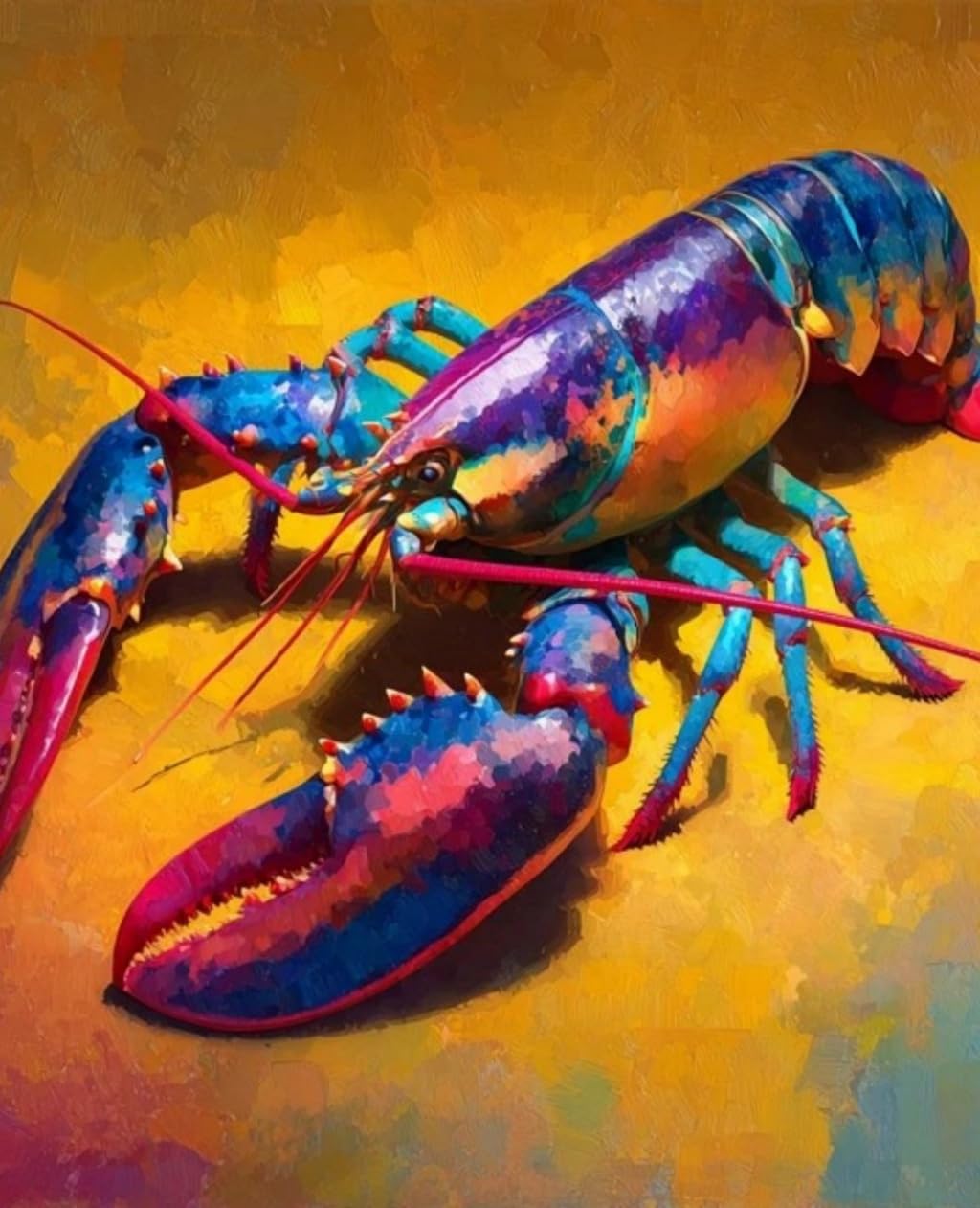 WANGWANGMIAO DIY Paint by Numbers for Adults Rainbow Lobster Golden Yellow,Oil Painting Kits,Craft Art Painting,Acrylic Pigment Drawing Gift for Home,16x20inch，with Frame