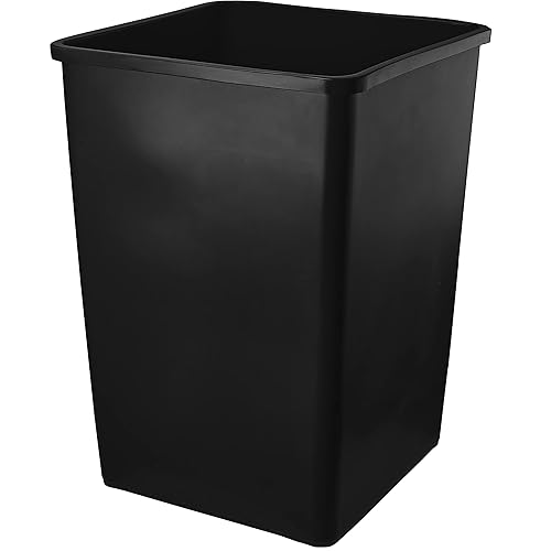 Miniatura 5 de PRO&Family Cubo de basura cuadrado negro de 140 cuartos  35 galones  132 litros con tapa oscilante. Cubo de basura de cocina para reciclaje, cubo de