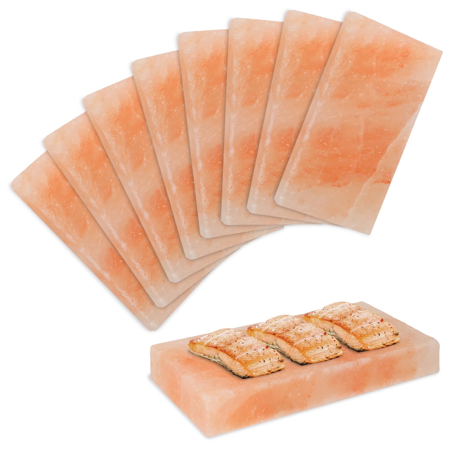 Lot de 8 pierres de sel pour barbecue, pierres de sel réutilisables - 20 x 10 x 2,5 cm